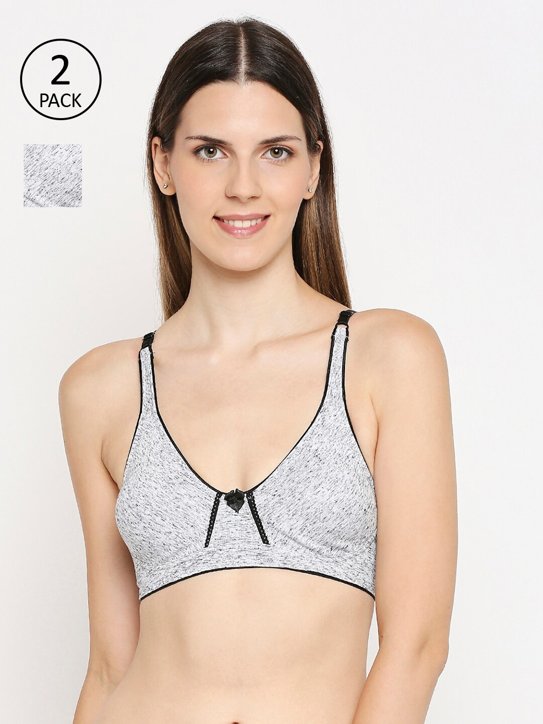 

Lady Love Pack Of 2 Grey Melange Bra LLBR9054