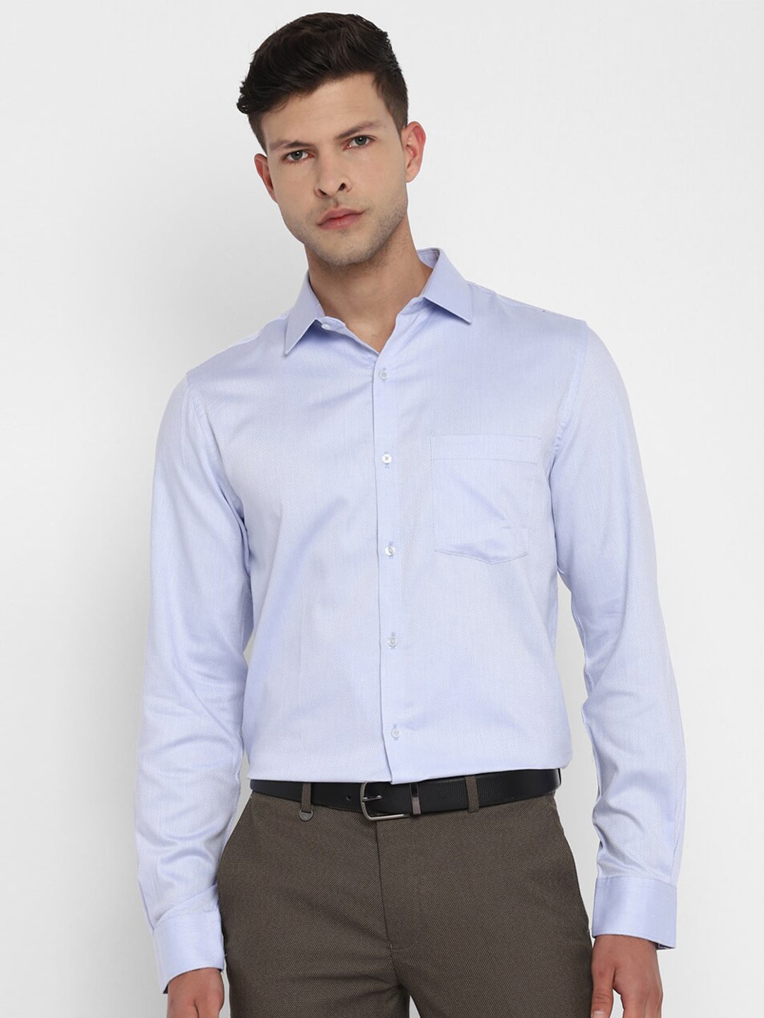 

Turtle Men Blue Self Design Slim Fit Formal Shirt