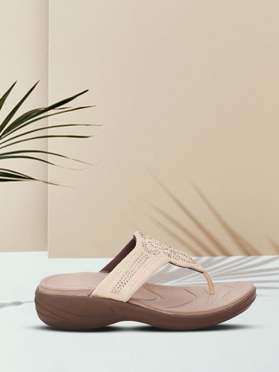 

Sandak by Bata Beige Embellished Wedge Sandals
