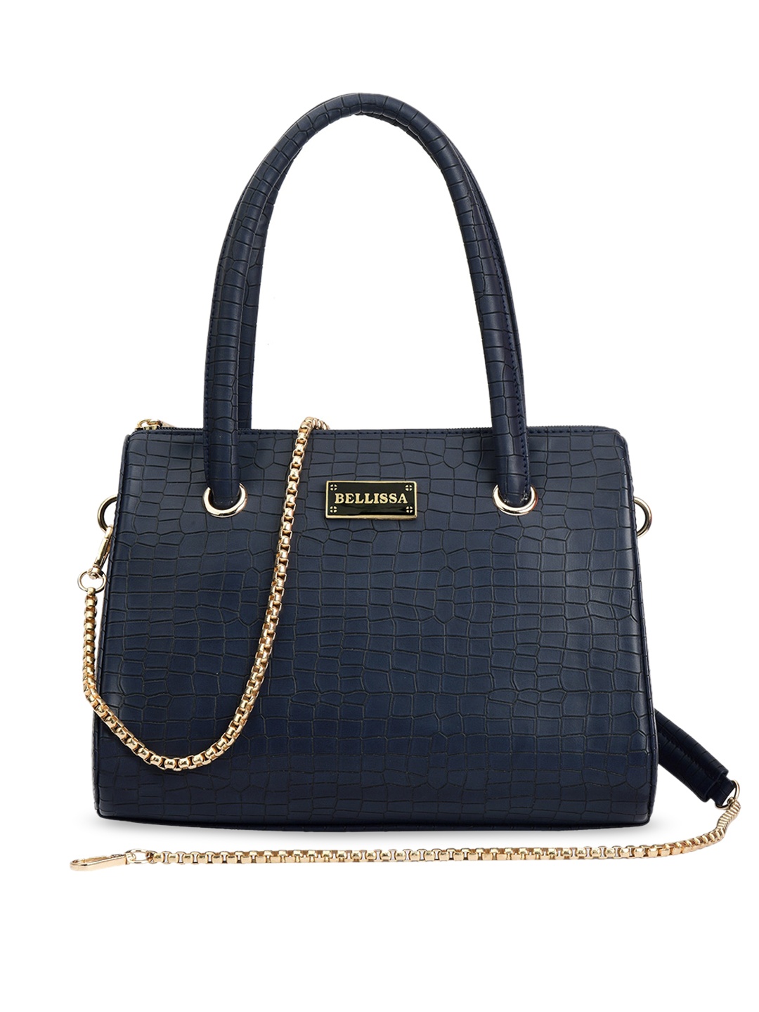 

Bellissa Navy Blue PU Structured Handheld Bag