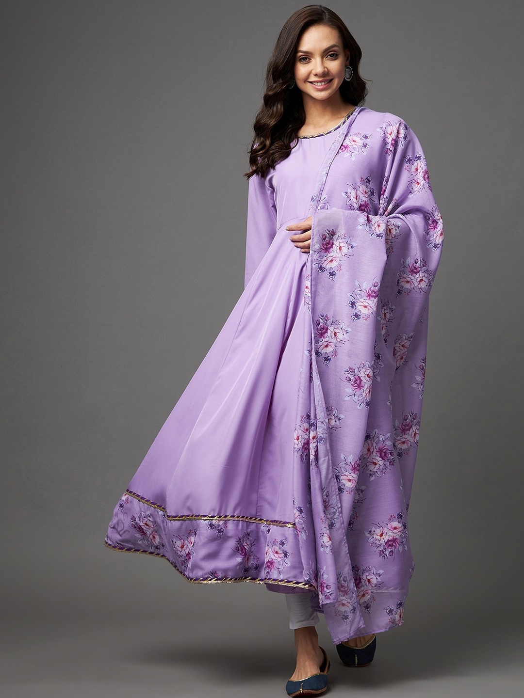 

Azira Women Lavender Floral Anarkali Kurta