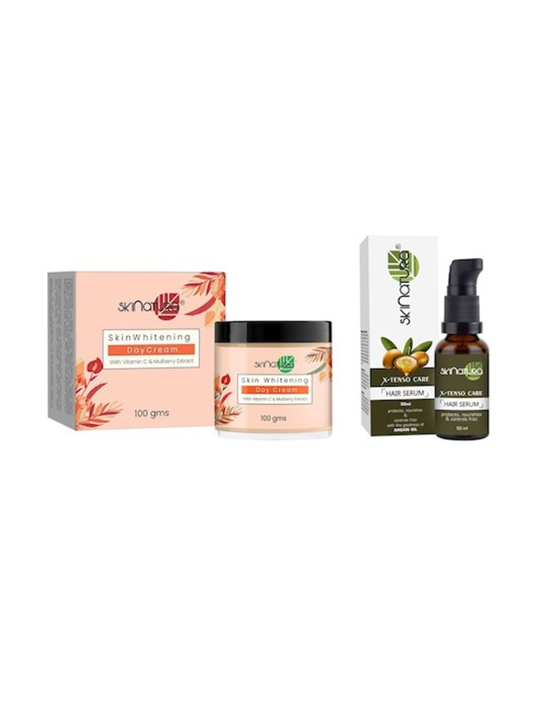 

Skinatura Set of Skin Whitening Day Cream 100g & X-Tenso Care Hair Serum 50ml, White