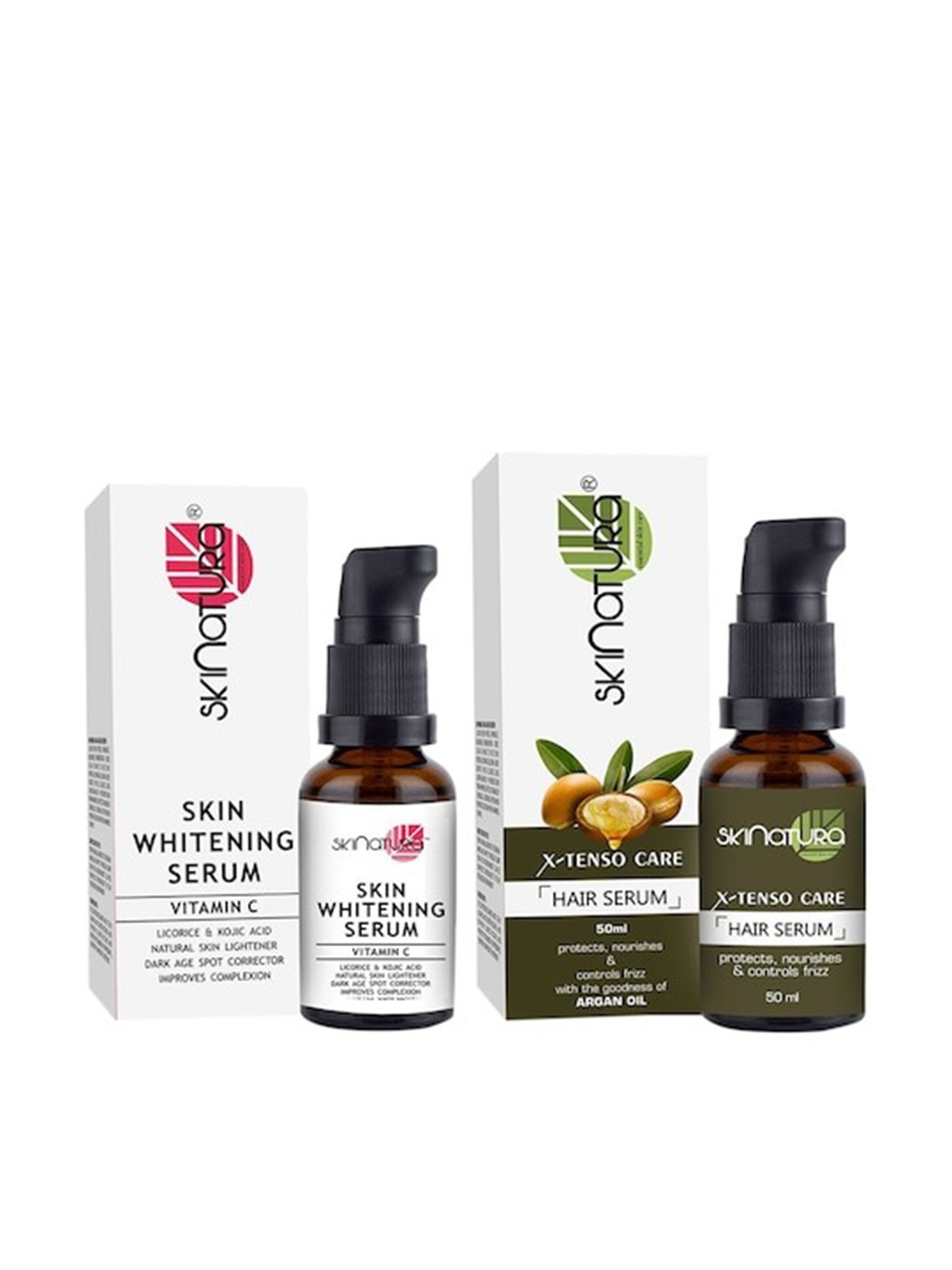 

Skinatura X-Tenso Care Hair Serum 50 ml & Skin Whitening Face Serum 30 ml, White