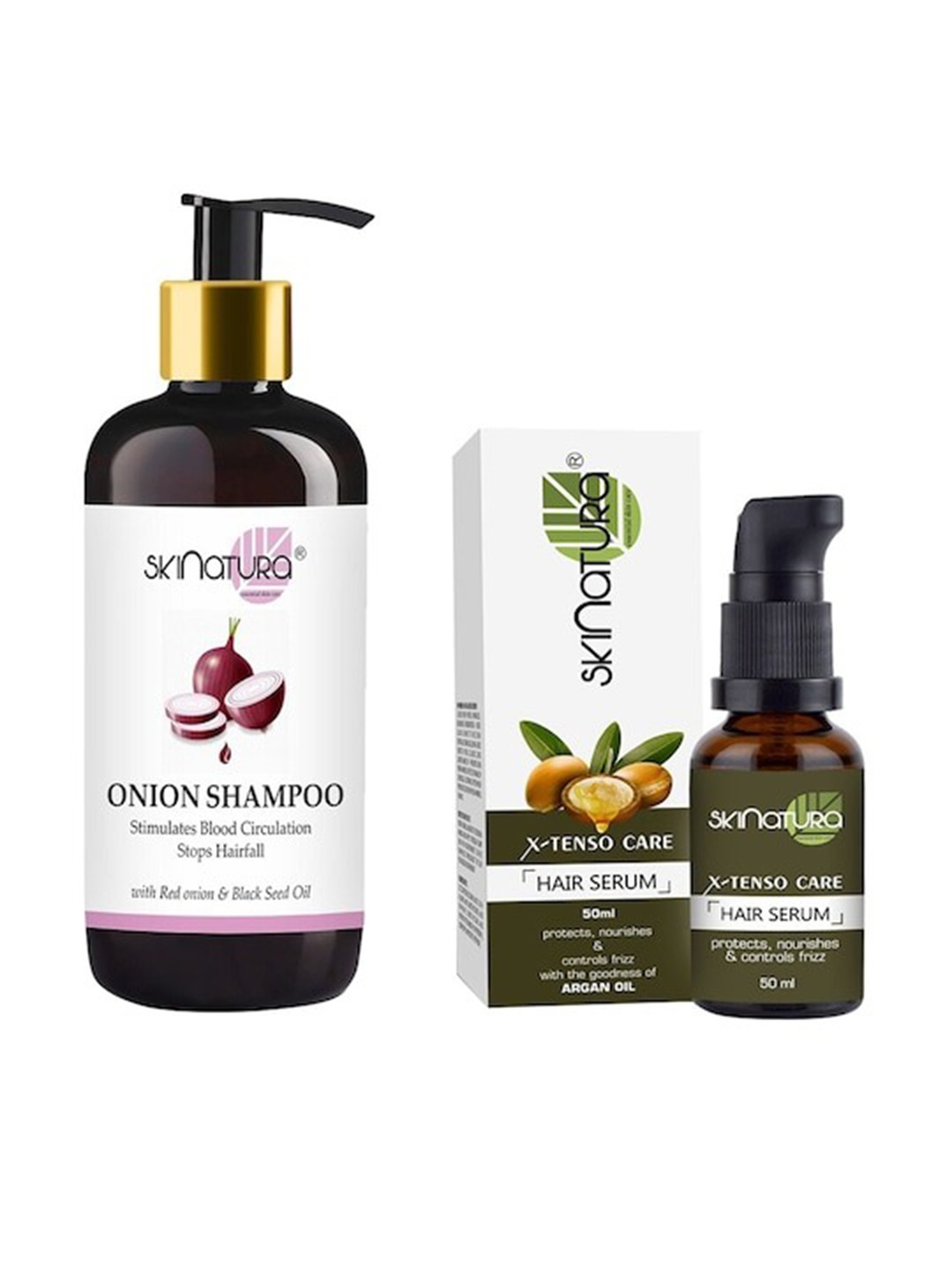 

Skinatura Red Onion Shampoo 300 ml & X-Tenso Care Hair Serum 50 ml, White