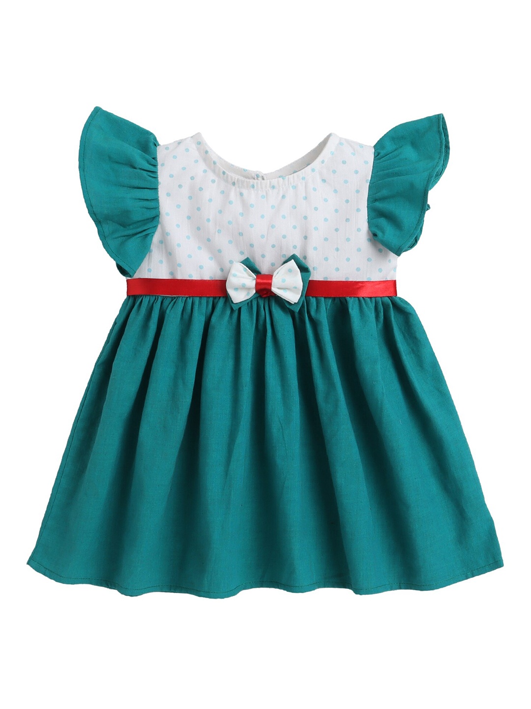 

MANY FROCKS & White & Green Colourblocked Dress