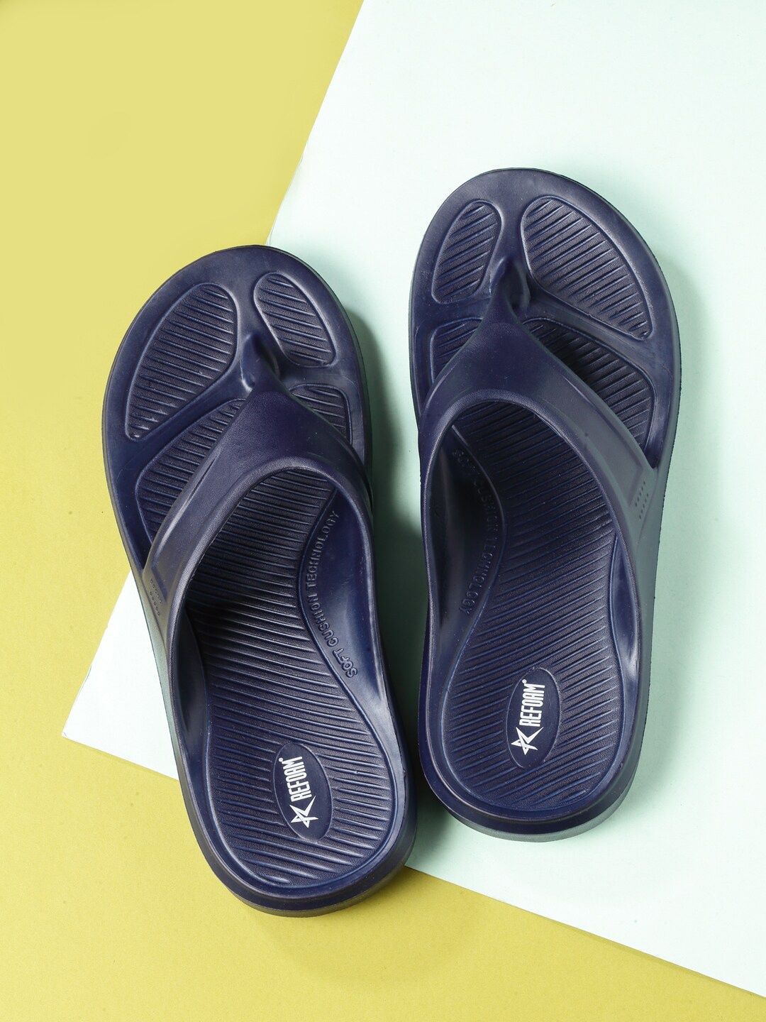 

REFOAM Men Navy Blue Rubber Thong Flip-Flops