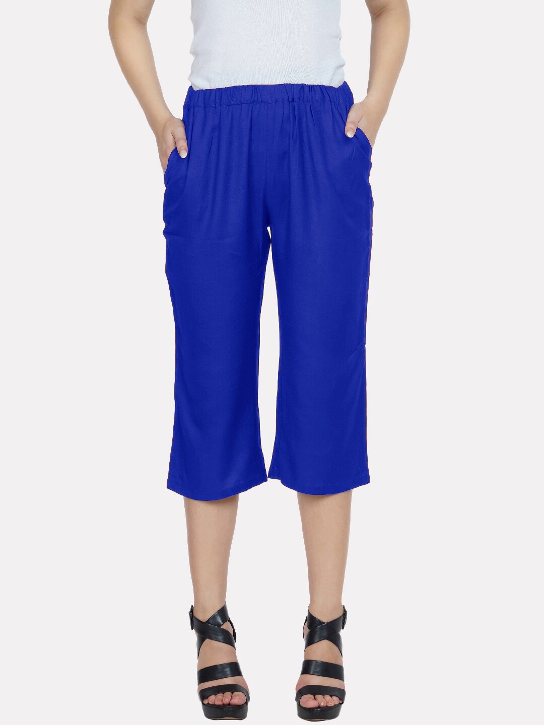 

PATRORNA Plus Size Women Navy Blue Capris