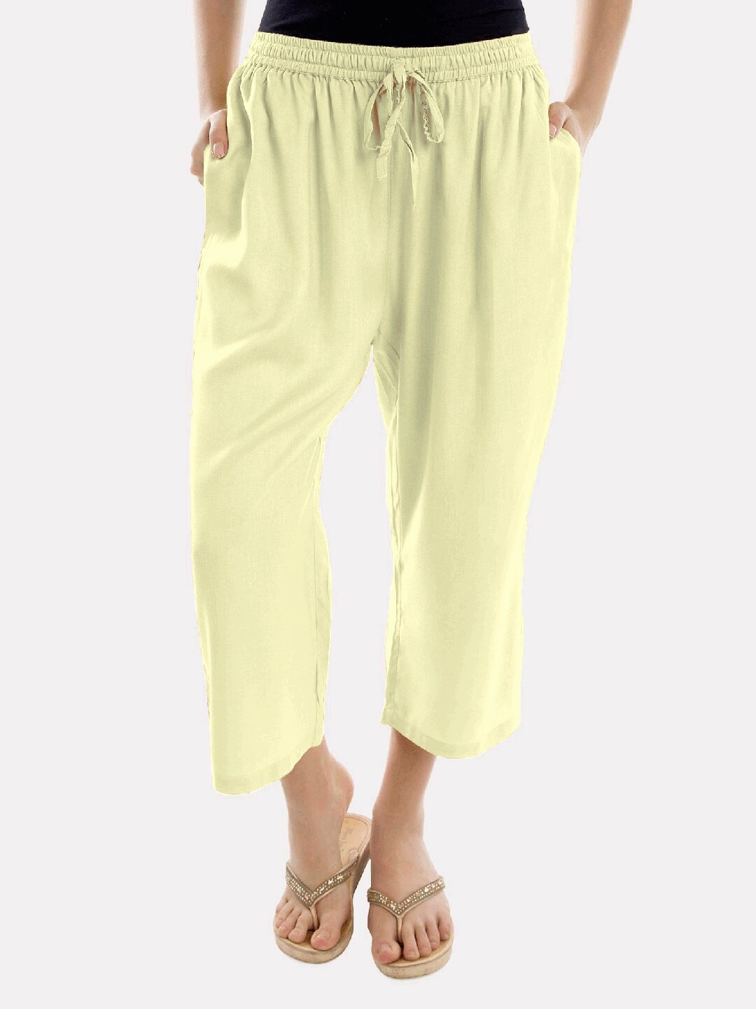 

PATRORNA Women Cream Solid Capri