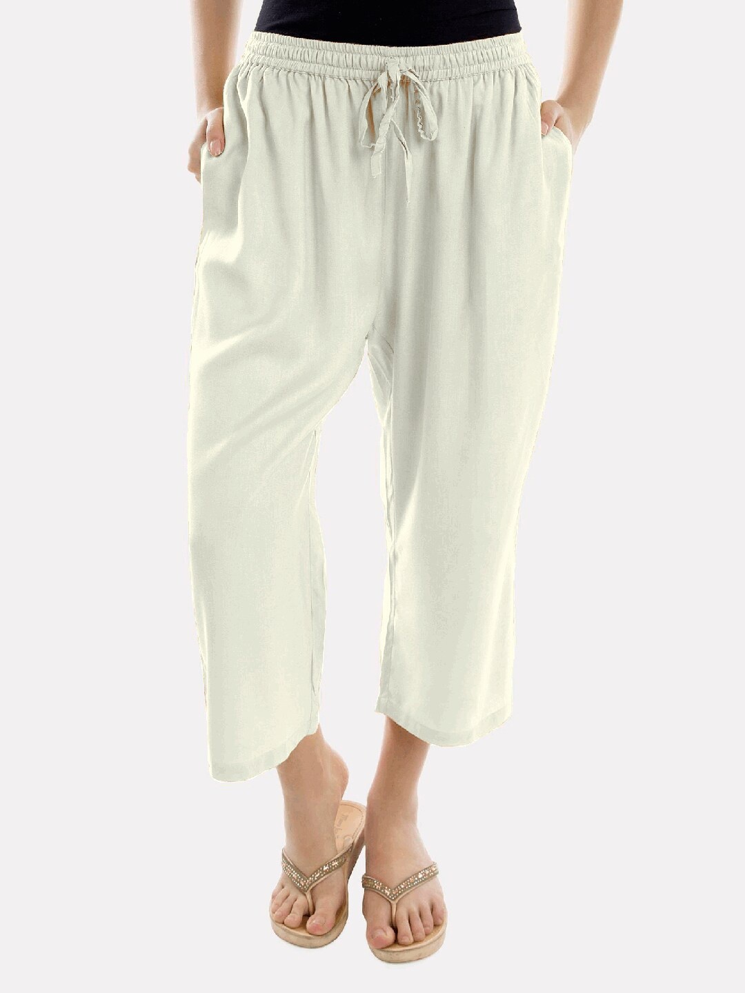 

PATRORNA Women Off White Cropped Palazzos