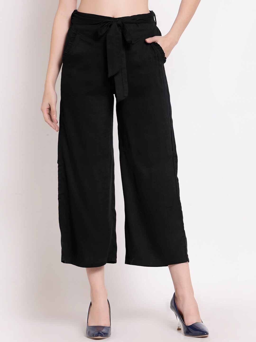 

PATRORNA Women Black Plus Size Culottes Trousers