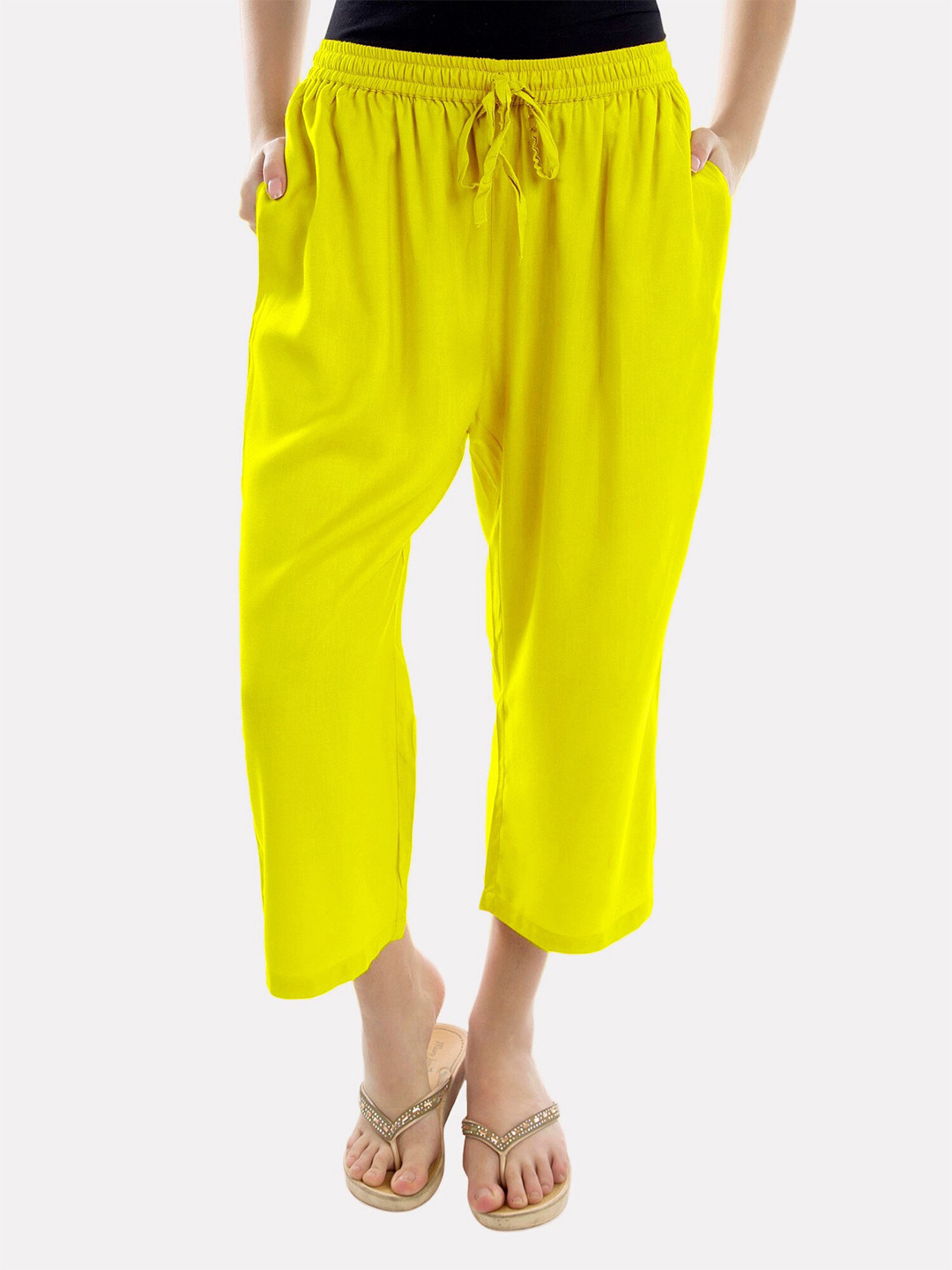

PATRORNA Plus Size Women Yellow Capris