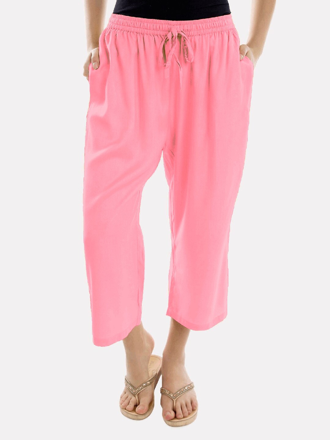 

PATRORNA Plus Size Women Rose Relaxed Fit Cotton Capris