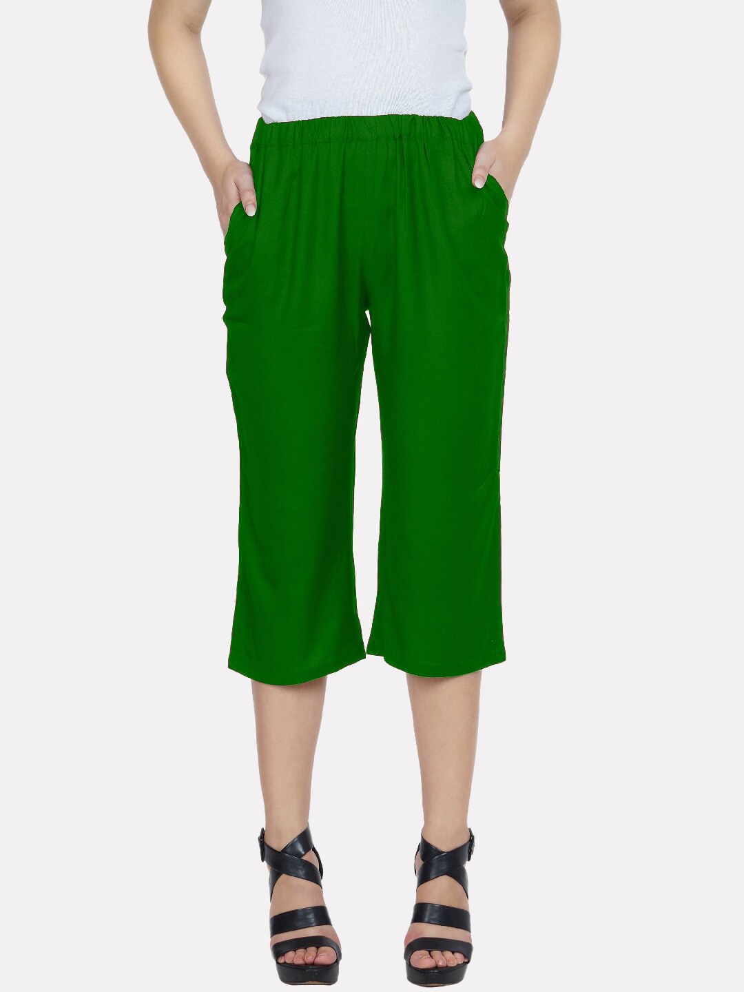 

PATRORNA Women Green Plus Size Slim Fit Capris