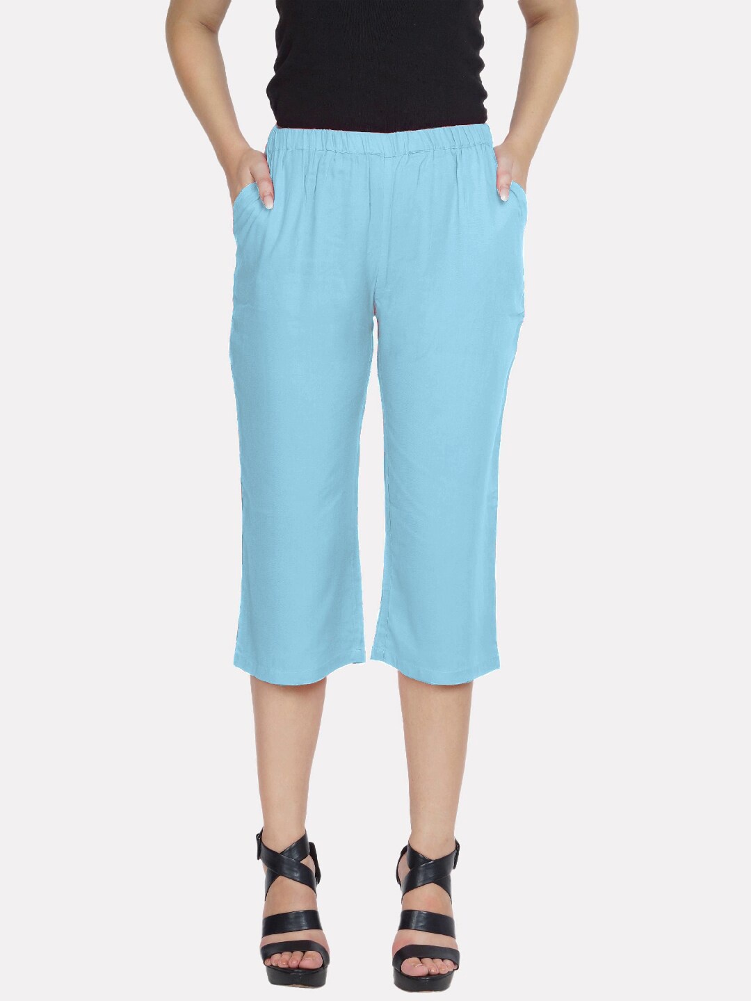 

PATRORNA Plus Size Women Blue Capris