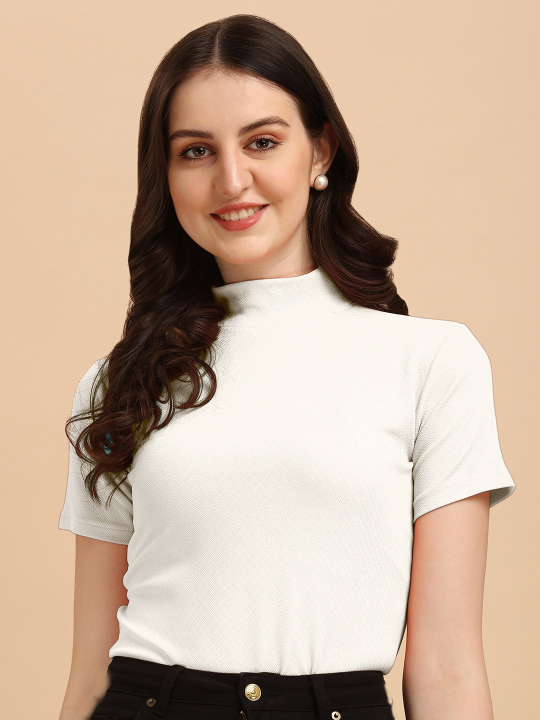 

Wedani White High Neck Top