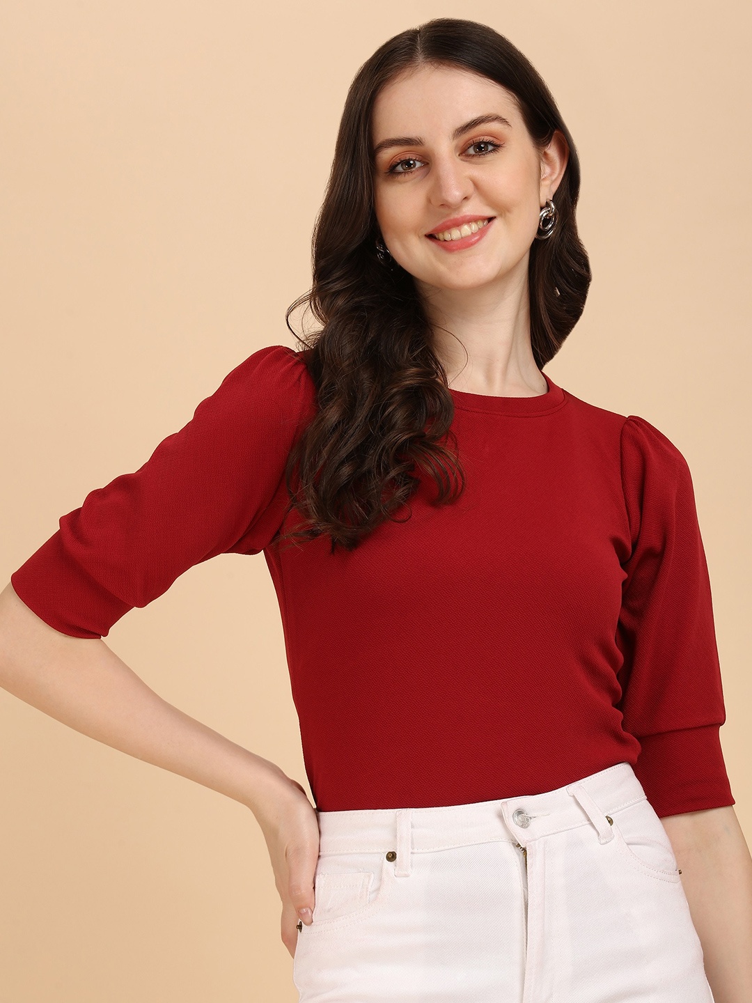 

Wedani Maroon Solid Top