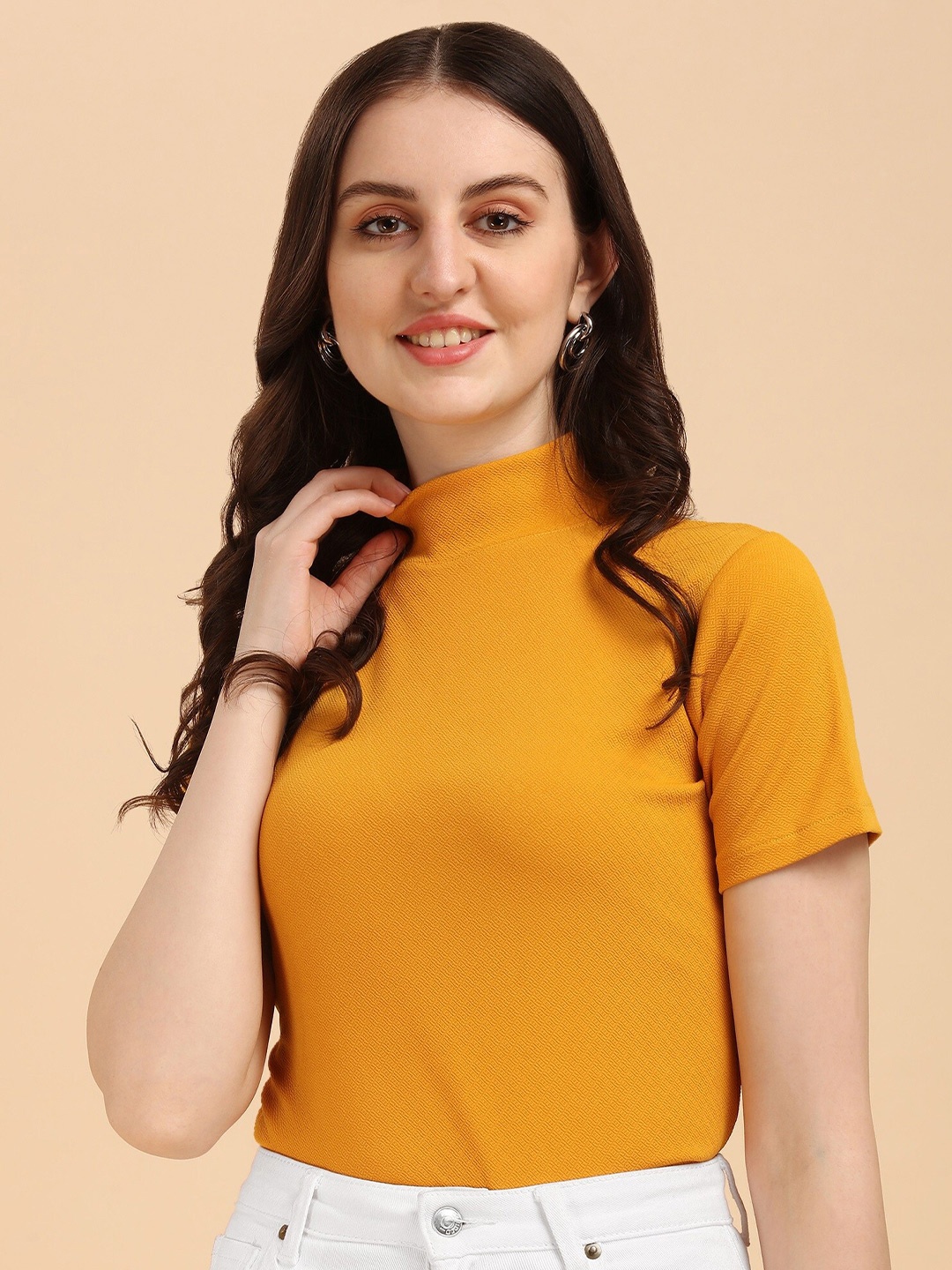 

Wedani Women Mustard Yellow Solid Top