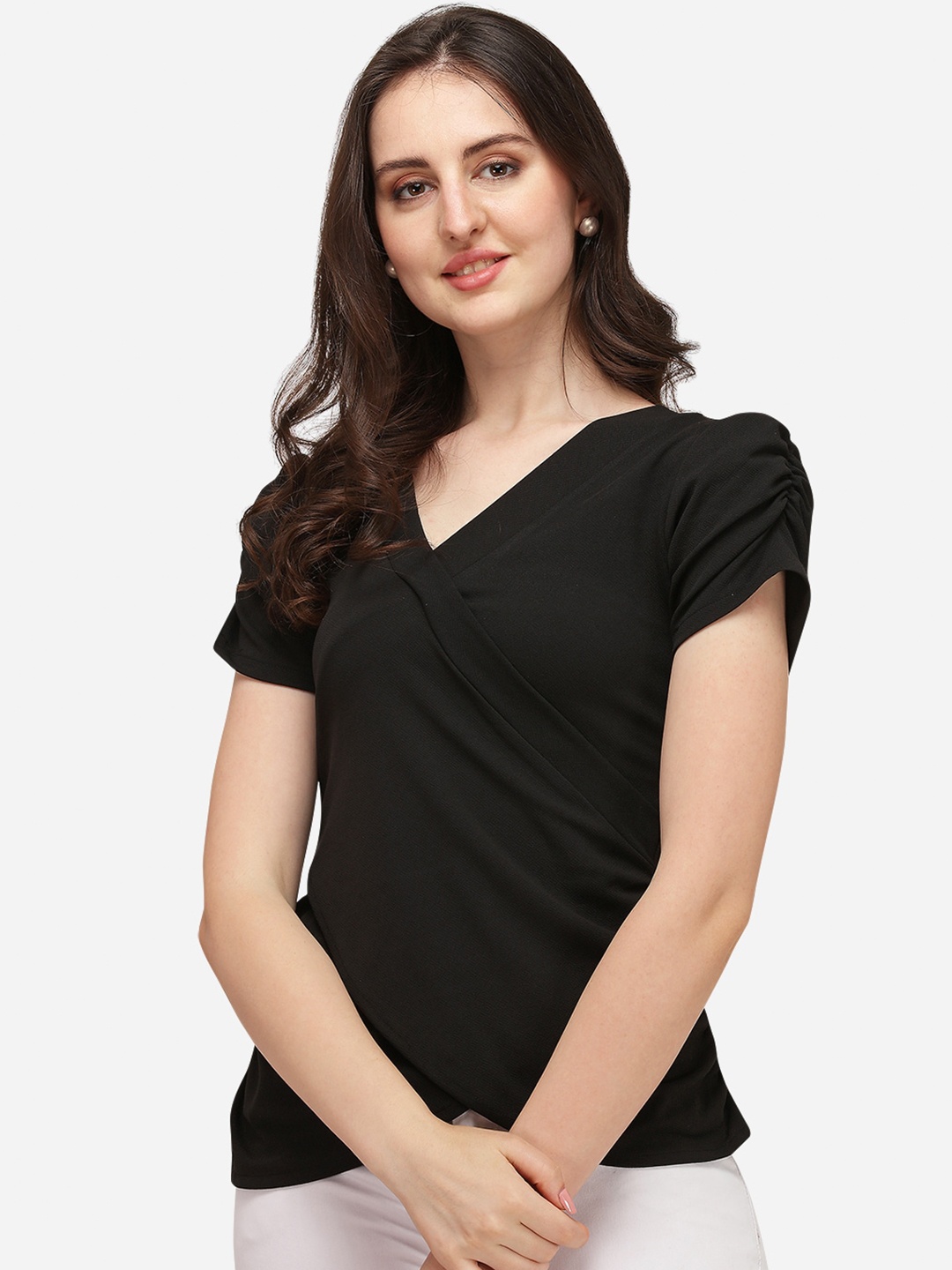 

Wedani Women Black Wrap Top