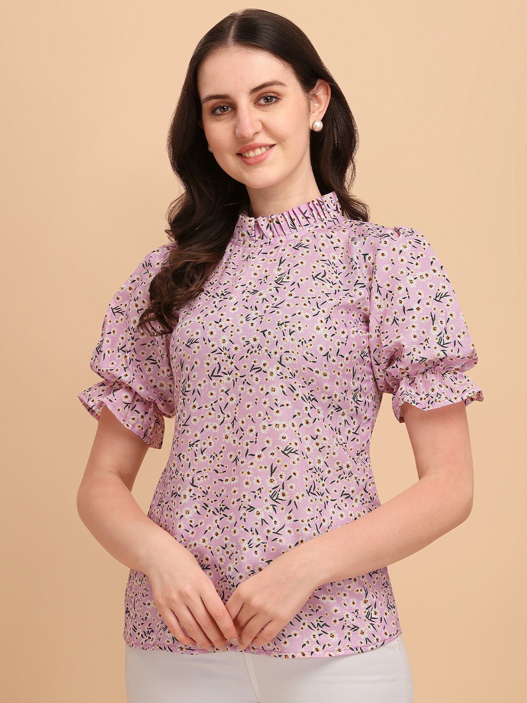 

Wedani Purple Floral Print Top