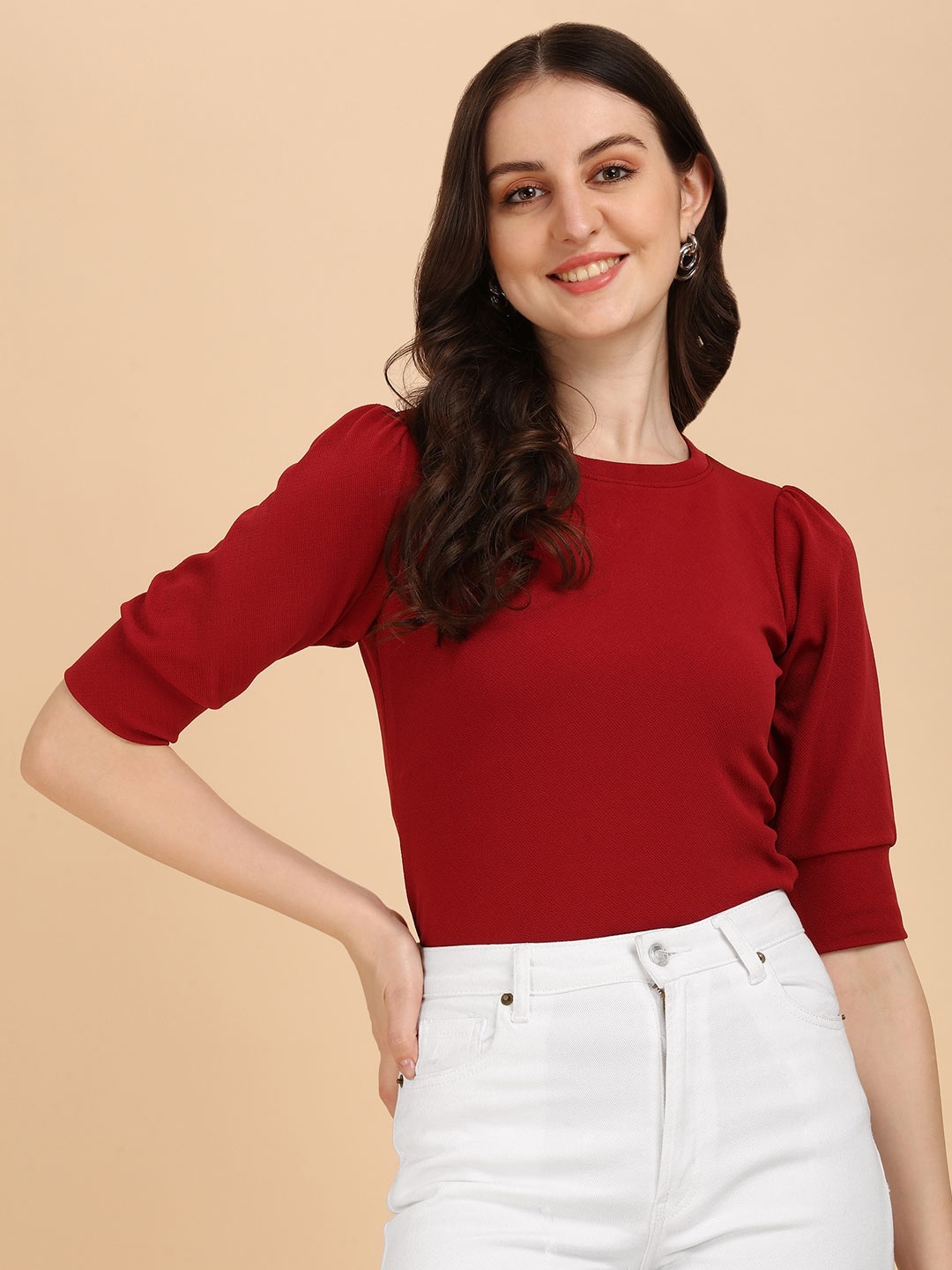 

Wedani Maroon Solid Top