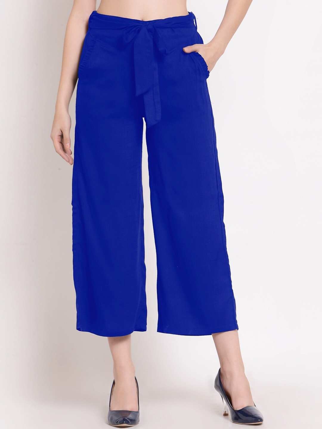 

PATRORNA Plus Size Women Blue Relaxed Fit Cotton Capris