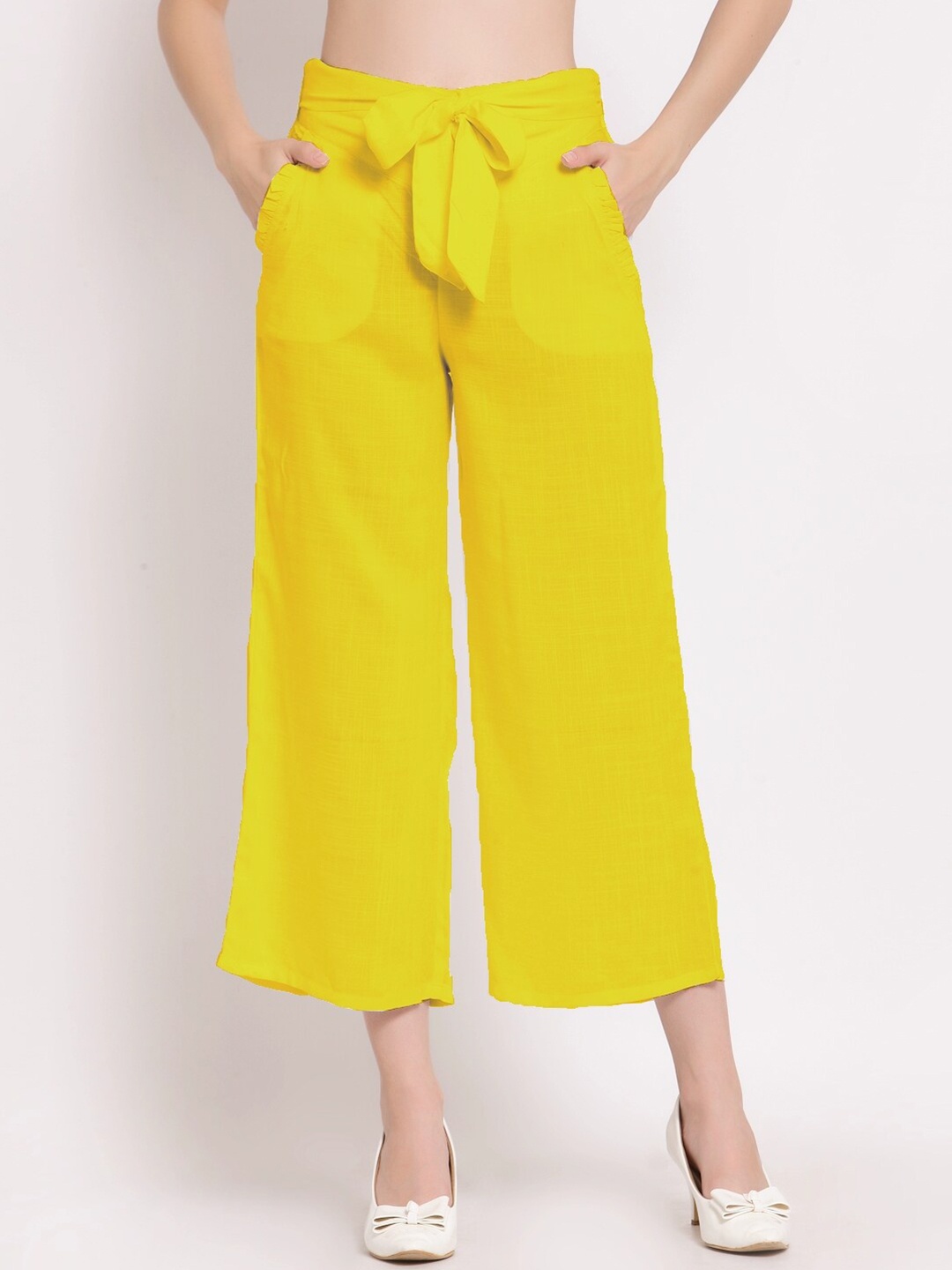 

PATRORNA Plus Size Women Mustard Relaxed Fit Cotton Capris
