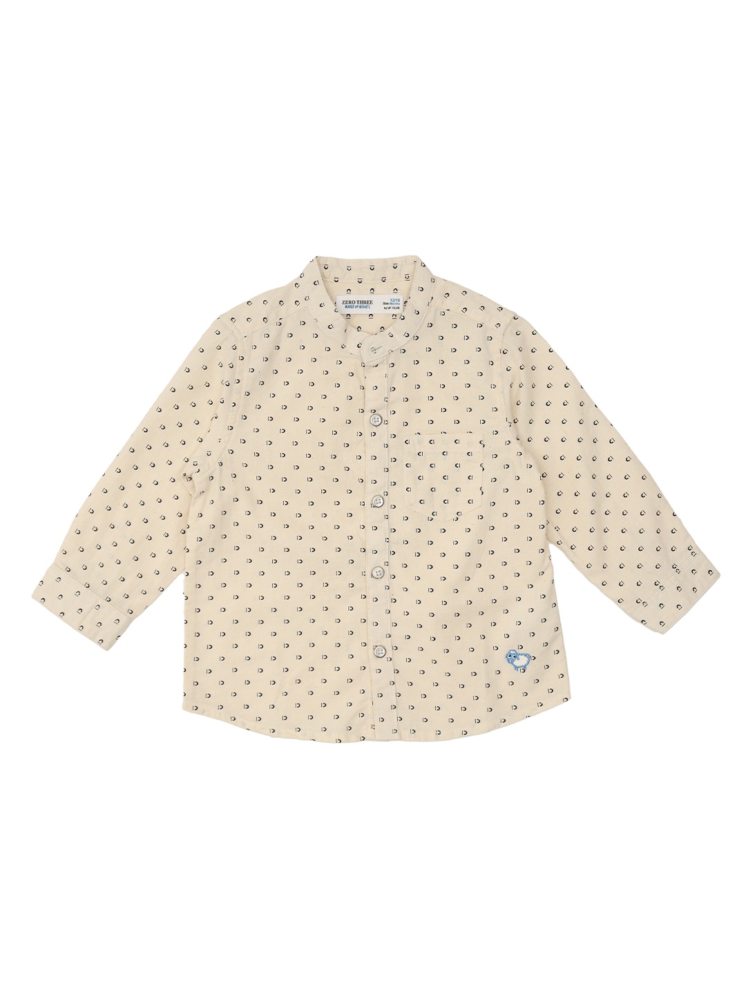 

ZERO THREE Infant Boys Beige Standard Printed Regular-Fit Pure Cotton Casual Shirt