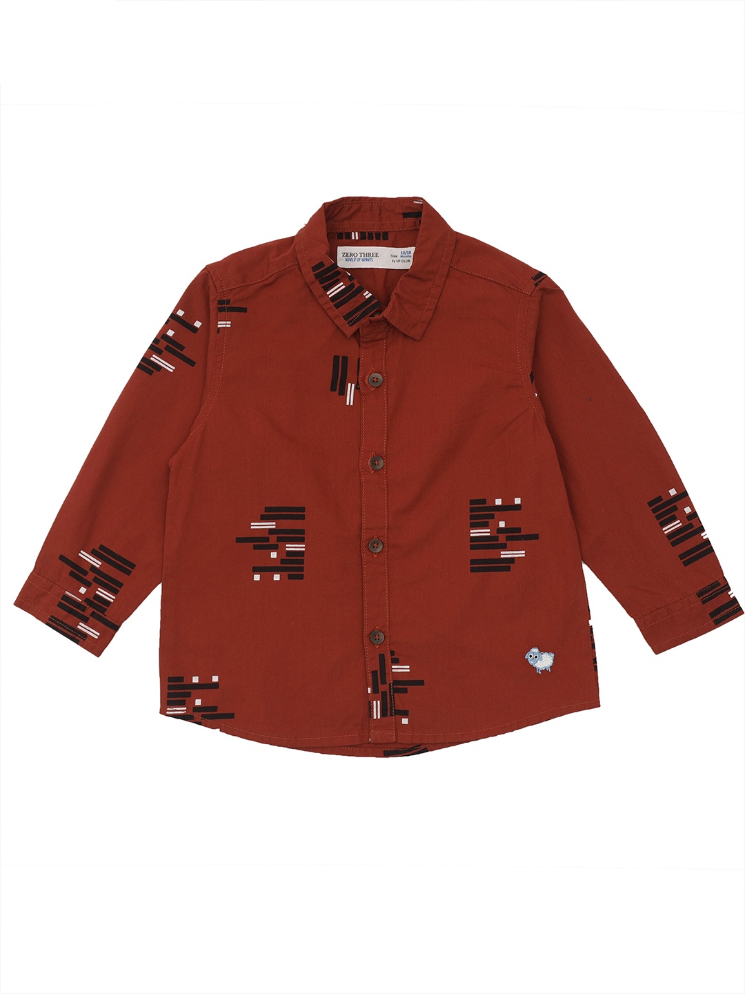 

ZERO THREE Infant Boys Maroon Standard Printed Regular-Fit Pure Cotton Casual Shirt