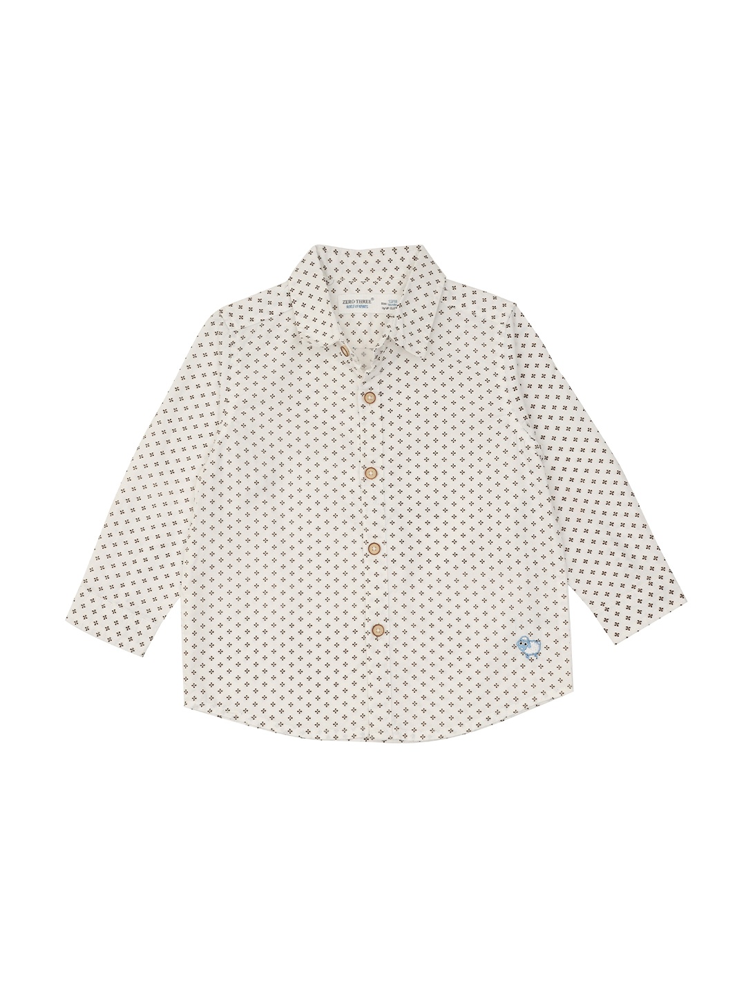 

ZERO THREE Boys Cream-Coloured Standard Floral Printed Cotton Casual Shirt