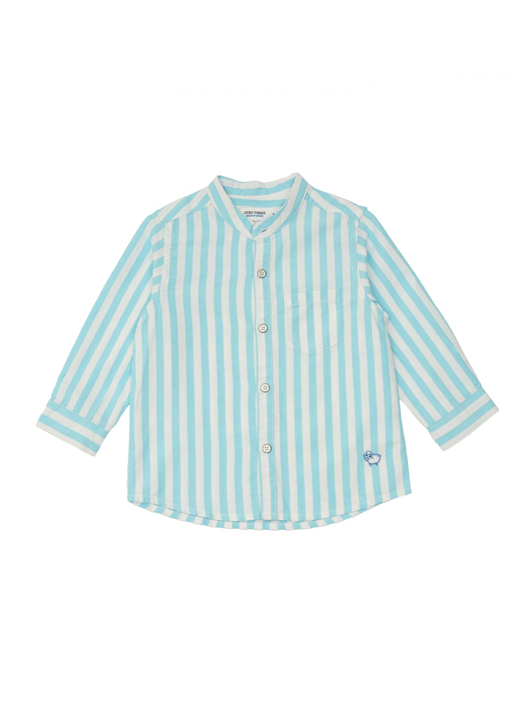 

ZERO THREE Infant Boys Blue Standard Striped Regular-Fit Pure Cotton Casual Shirt