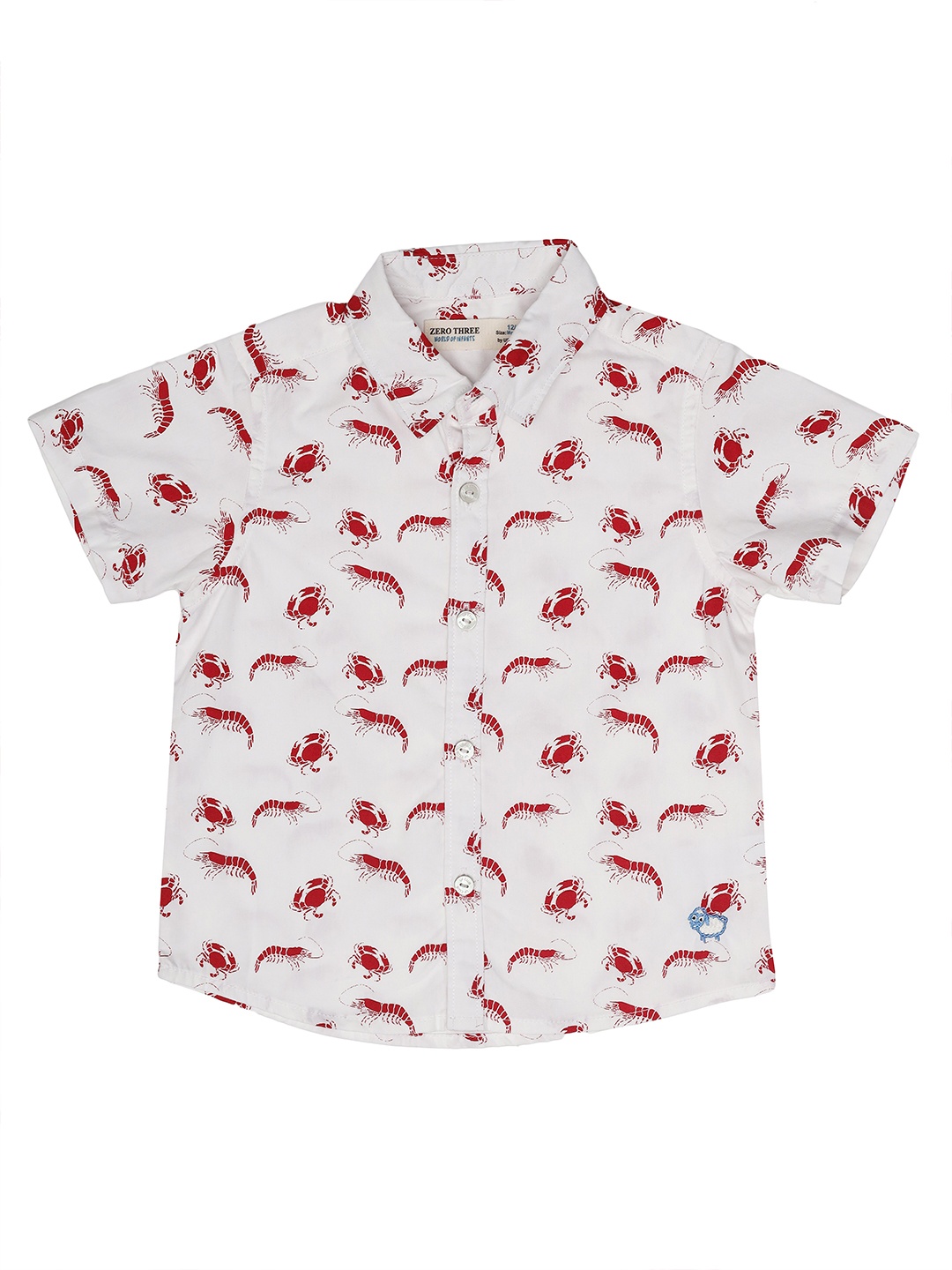 

ZERO THREE Infant Boys White Standard Printed Regular-Fit Pure Cotton Casual Shirt