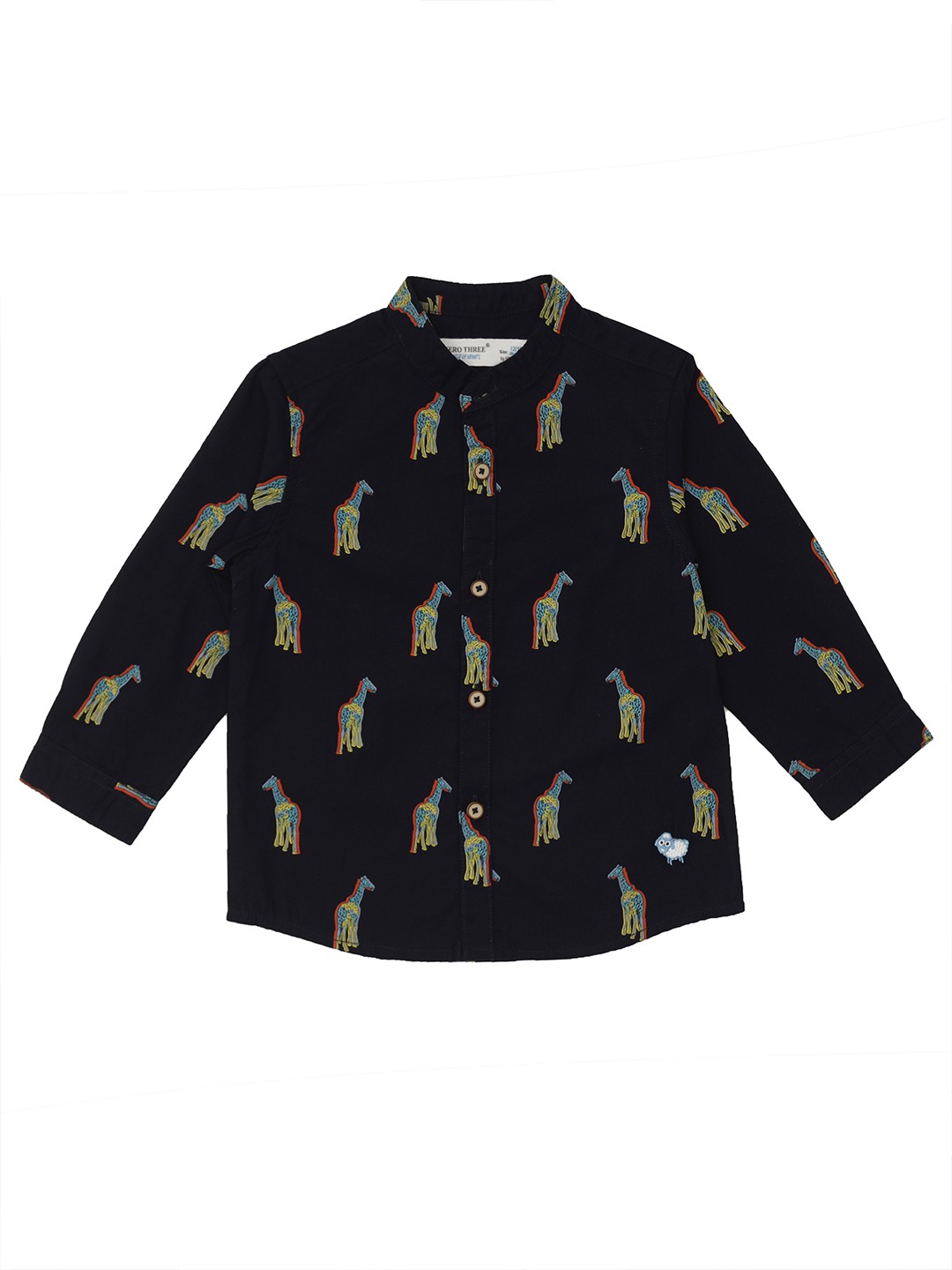

ZERO THREE Infants Boys Navy Blue Standard Printed Regular-Fit Pure Cotton Casual Shirt