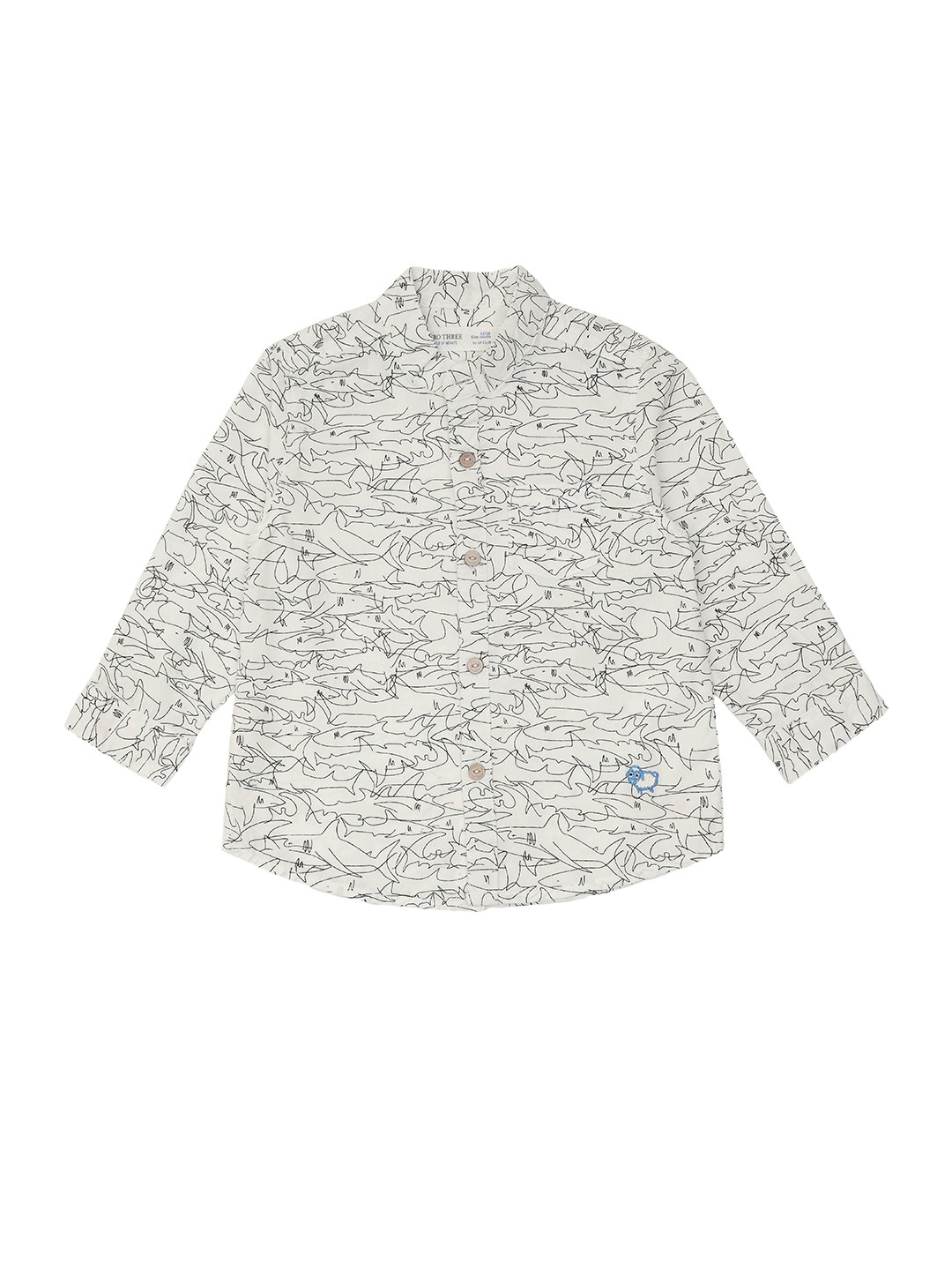 

ZERO THREE Infants Boys Cream-Coloured Standard Regular-Fit Cotton Casual Shirt