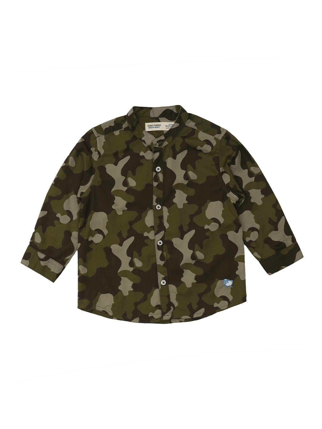 

ZERO THREE Infants Boys Olive Green Standard Printed Regular-Fit Pure Cotton Casual Shirt
