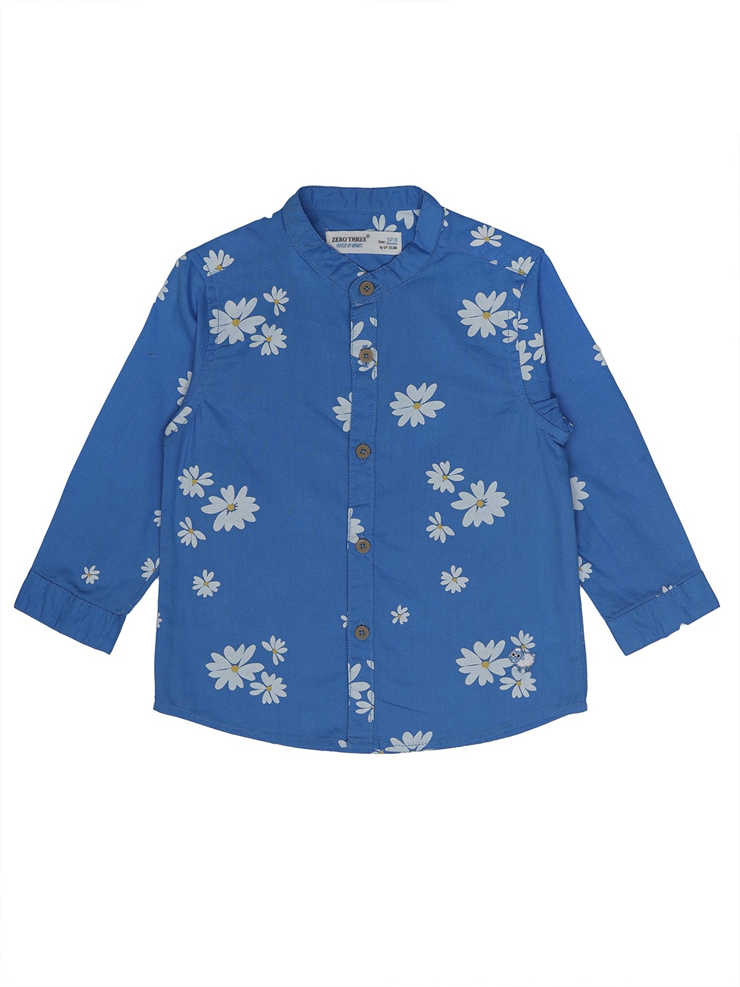 

ZERO THREE Infants Boys Blue Standard Floral Printed Regular-Fit Pure Cotton Casual Shirt