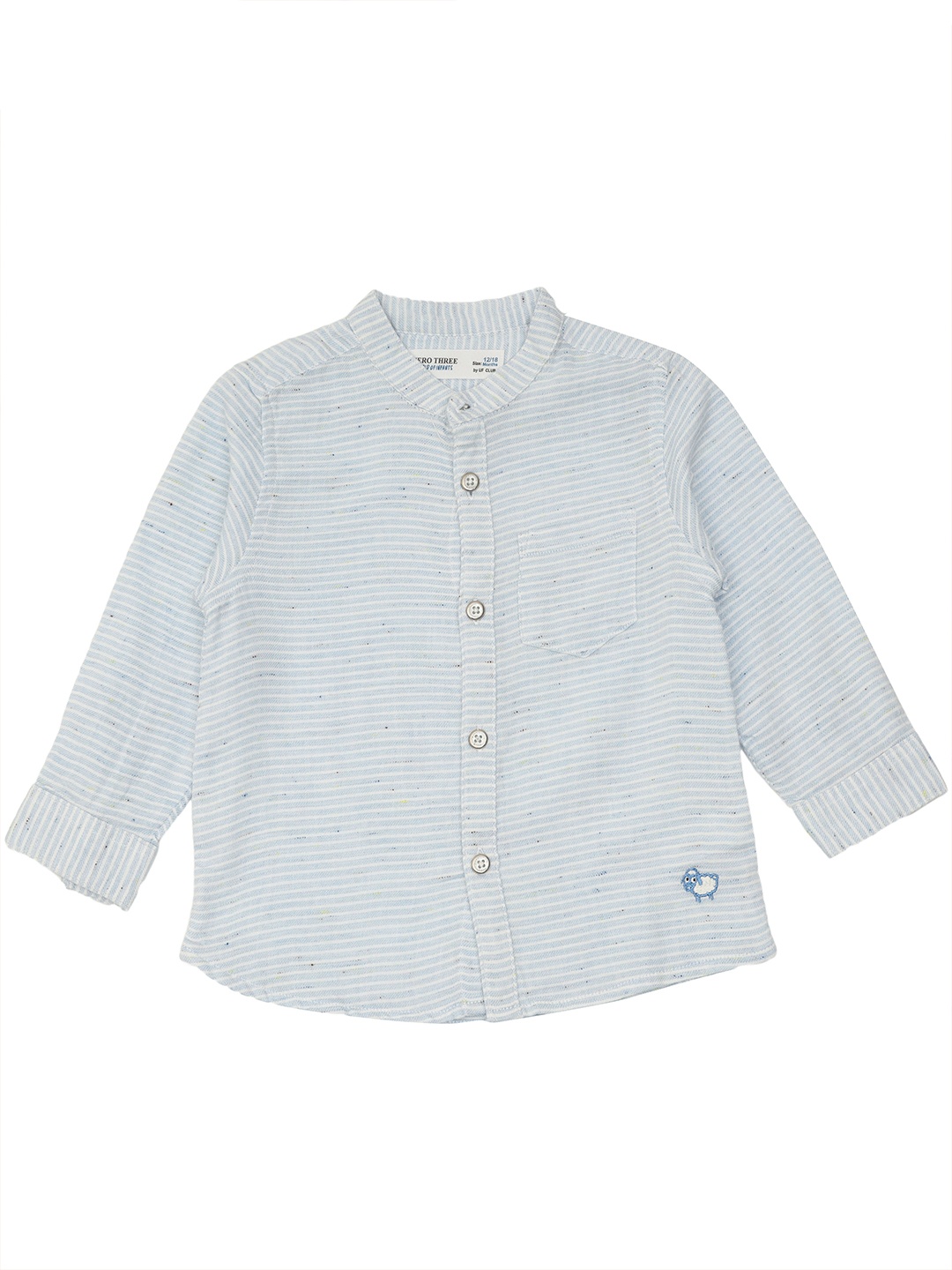 

ZERO THREE Infants Boys Blue Standard Horizontal Stripes Regular-Fit Cotton Casual Shirt