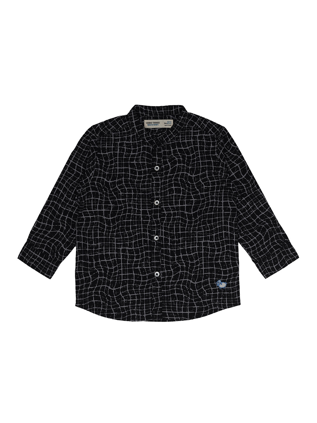 

ZERO THREE Infant Boys Black Standard Printed Regular-Fit Pure Cotton Casual Shirt
