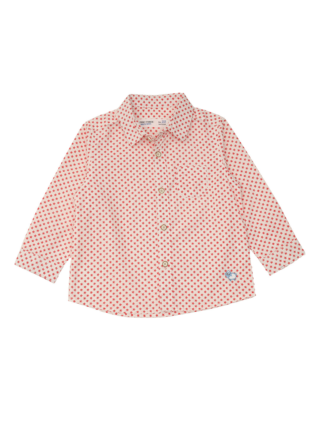 

ZERO THREE Boys Cream-Coloured Standard Printed Casual Shirt