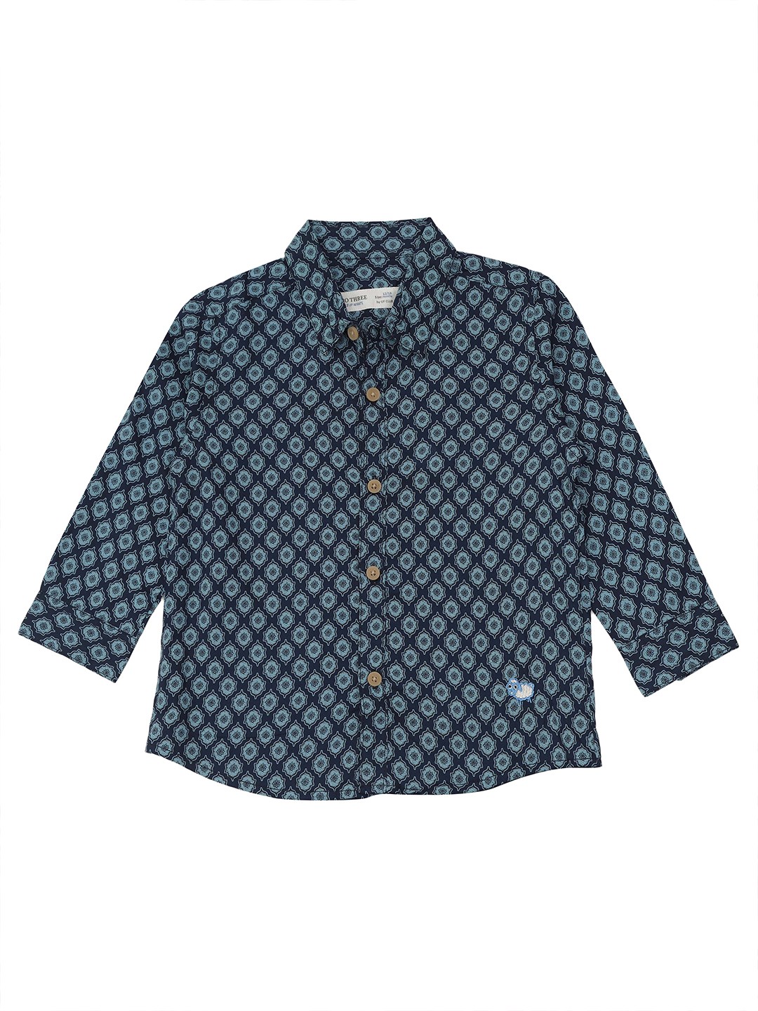 

ZERO THREE Boys Navy Blue Standard Printed Casual Shirt