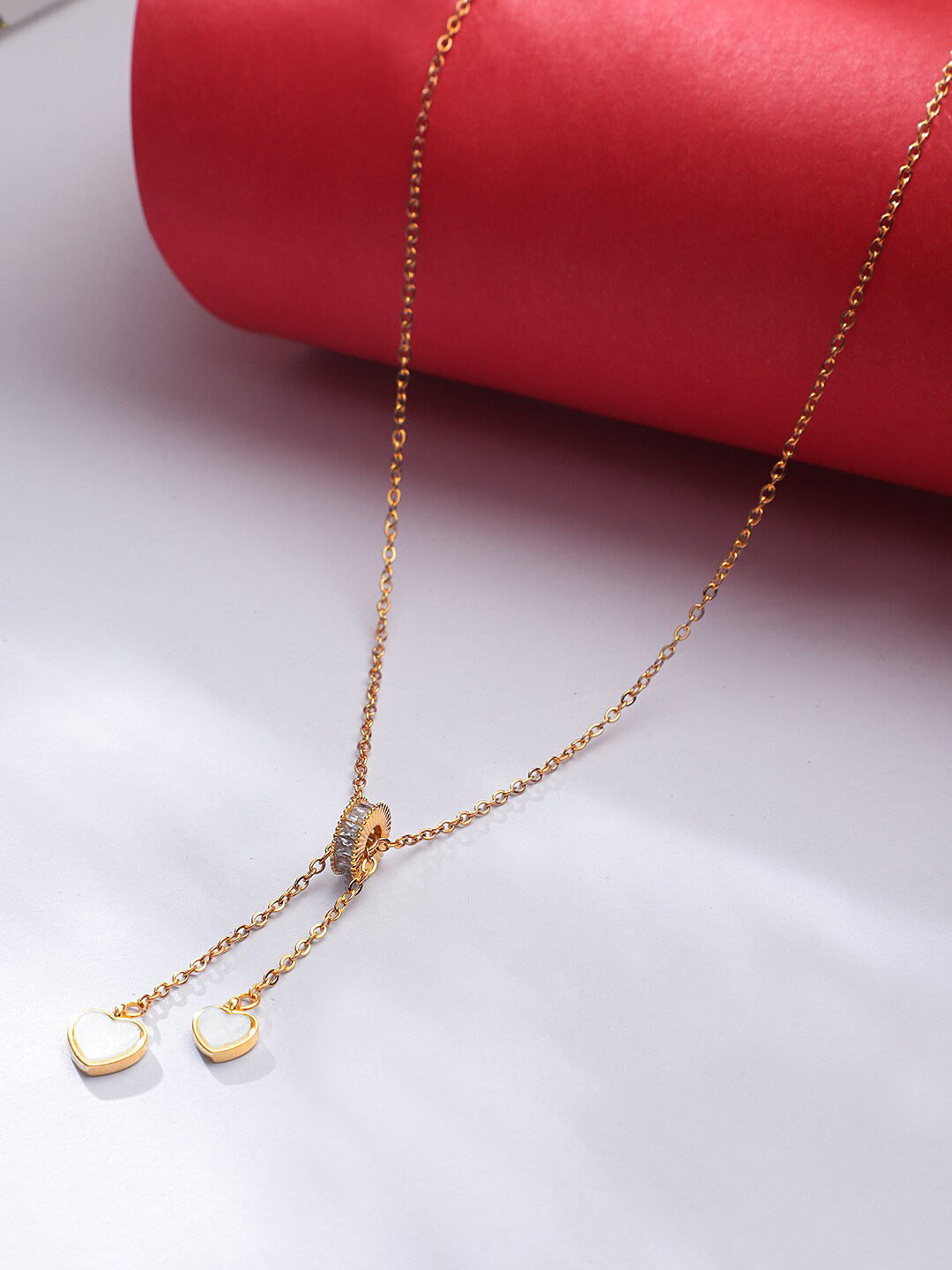 

KACY White Gold-Plated CZ-Studded Heart Necklace