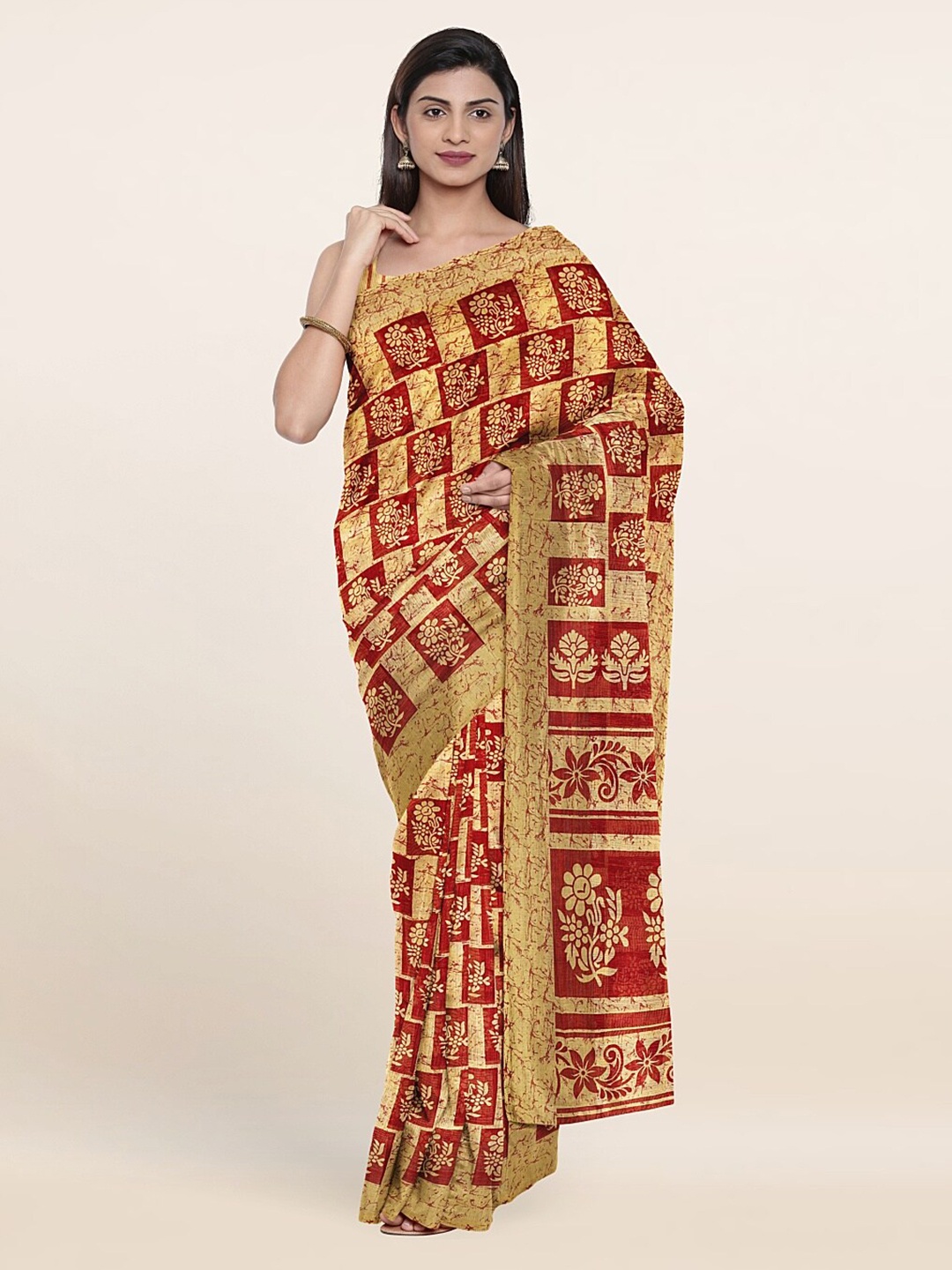 

Pothys Yellow & Red Printed Saree