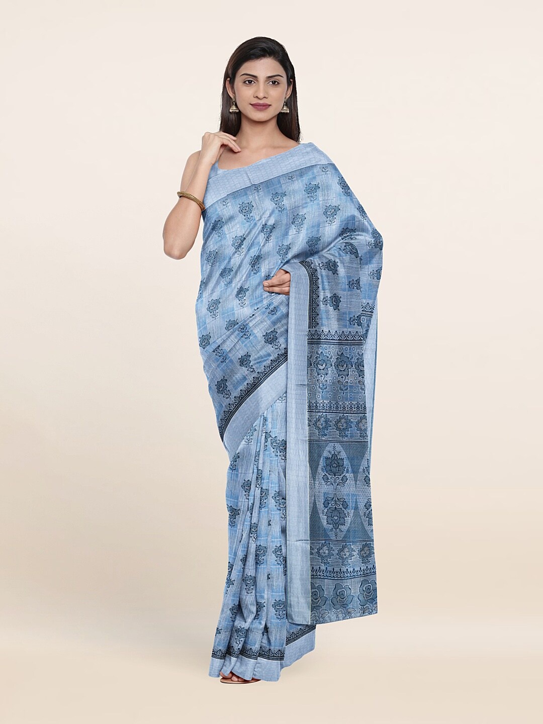 

Pothys Blue Floral Printed Saree