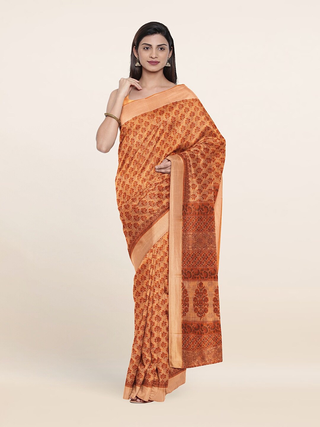 

Pothys Orange Floral Printed Saree