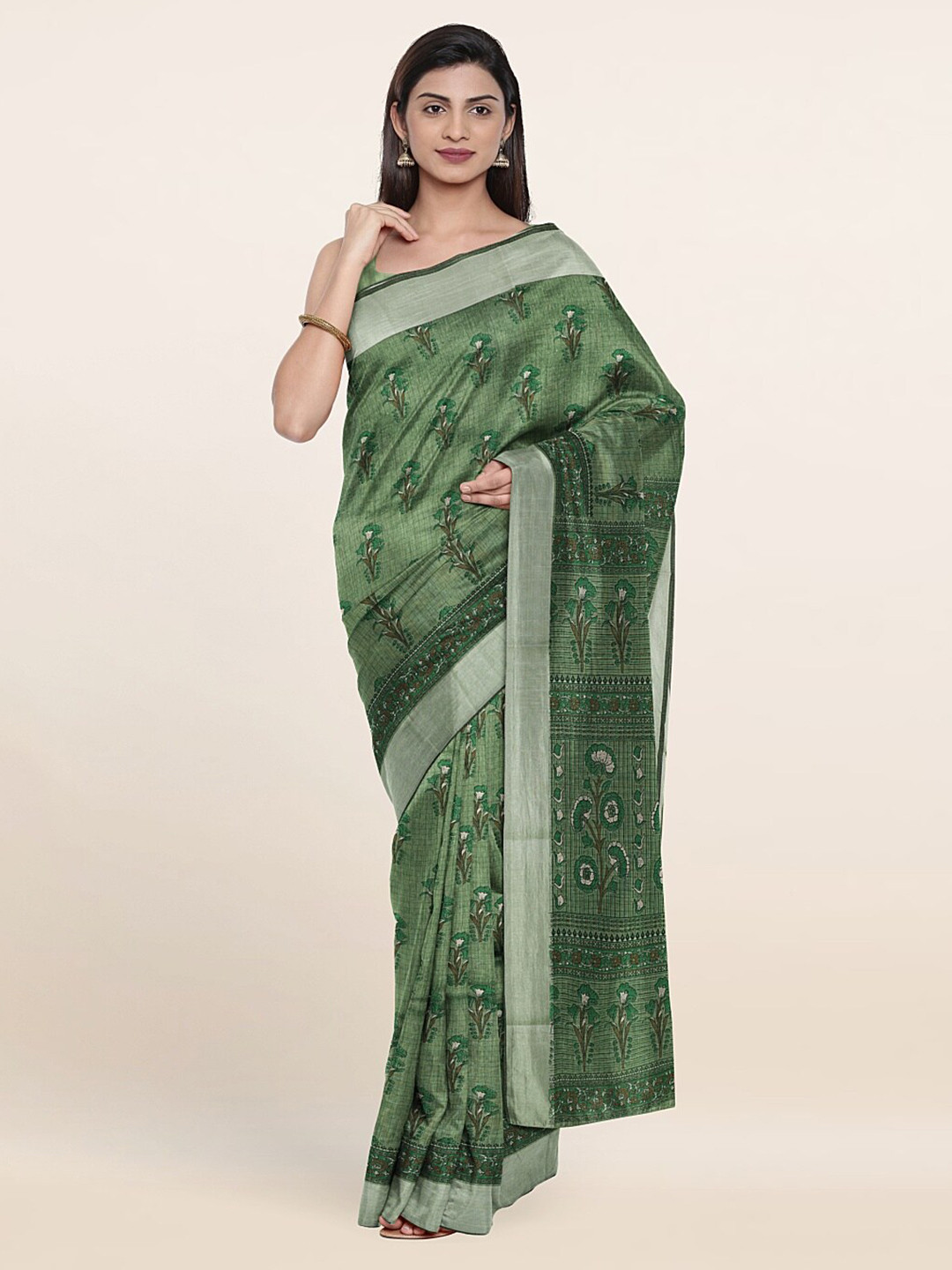 

Pothys Green Ethnic Motifs Printed Saree