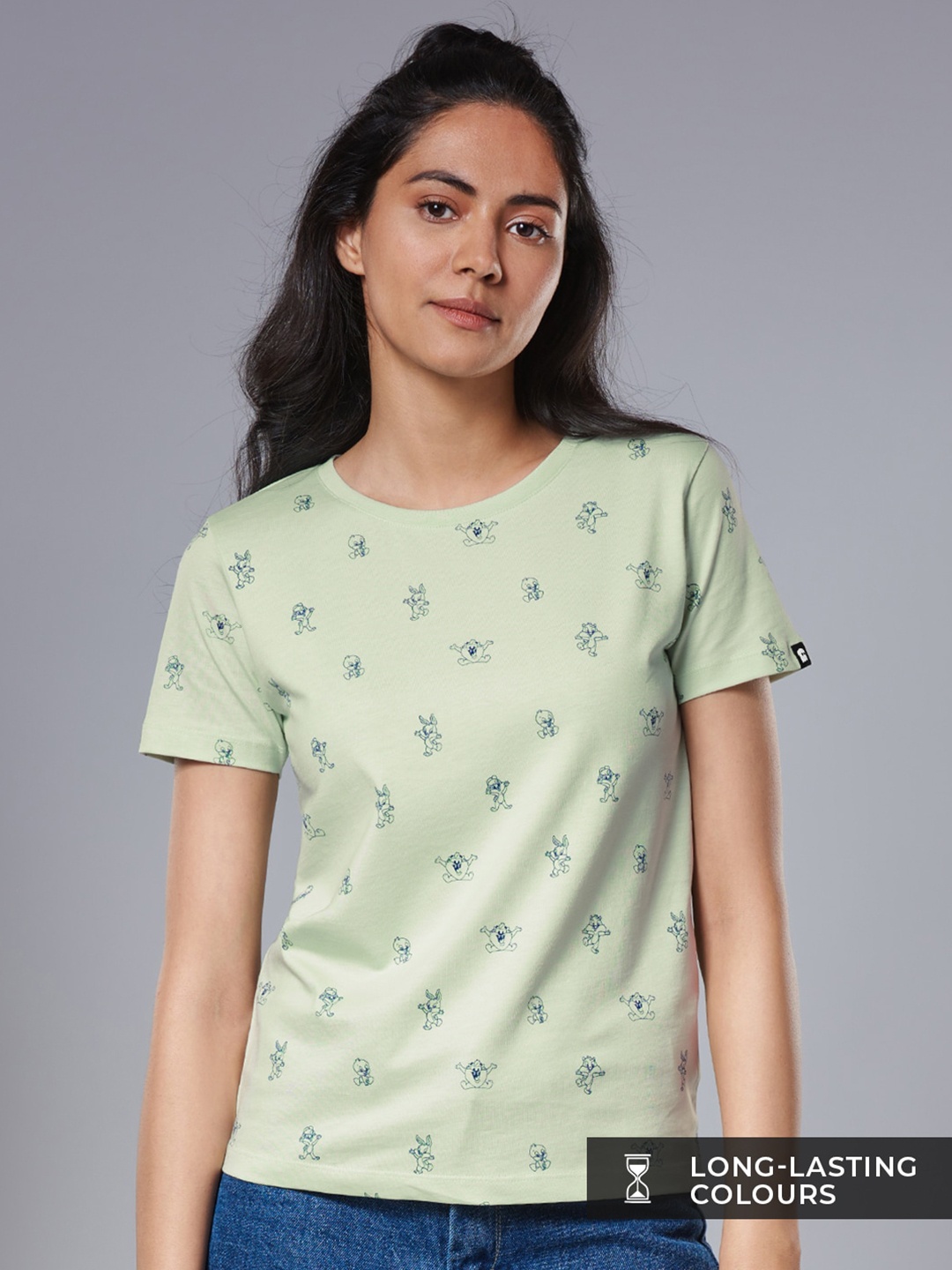 

The Souled Store Women Green Looney Tunes Printed T-shirt