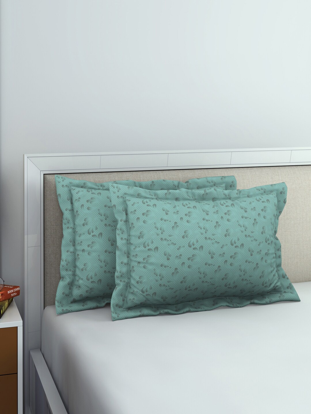 

Welspun Set Of 2 Sea Green Printed Pure Cotton Pillow Covers