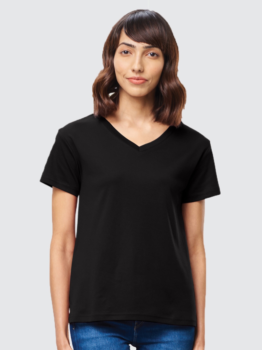 

The Souled Store Women Black V-Neck T-shirt