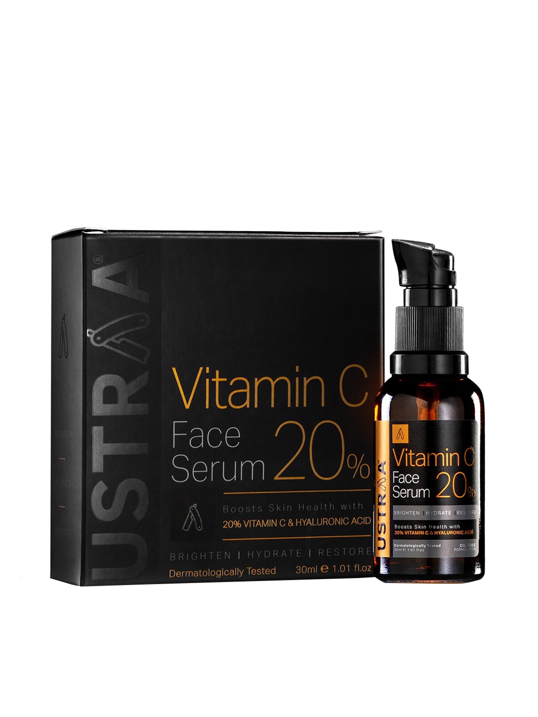 

Ustraa Men 20% Vitamin C Face Serum with Hyaluronic Acid - 30 ml, Black