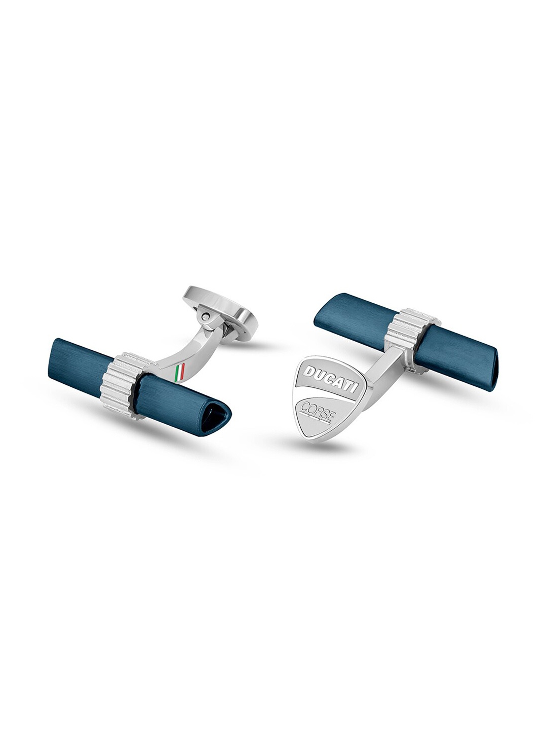 

DUCATI CORSE Silver-Toned & Teal Cylinder Cufflink