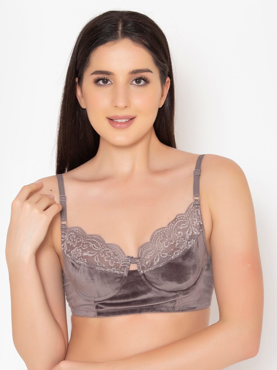 

Clovia Grey Underwired & Non Padded Bralette Bra
